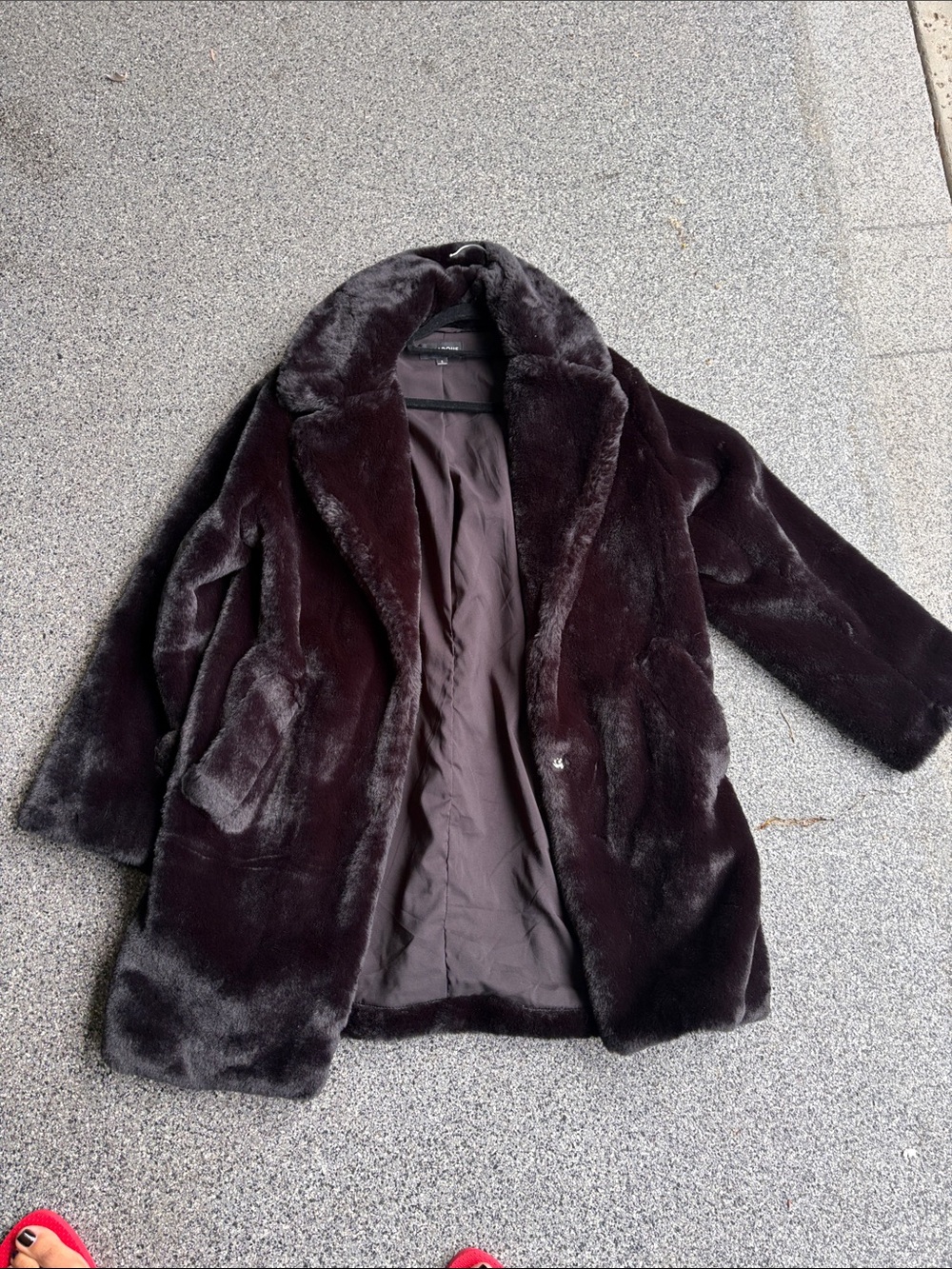 Lamarque Linnea Plush Faux Fur Teddy Coat in black